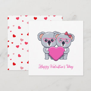 Tarjeta Festiva Día de San Valentín de los niños koala lindos