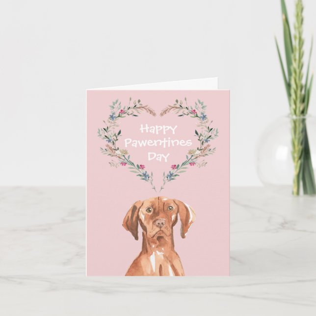 Tarjeta Festiva Día de San Valentín de los perros Vizsla húngaros (Anverso)