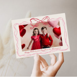 Tarjeta Festiva Día de San Valentín de marco de doblado rojo y ros