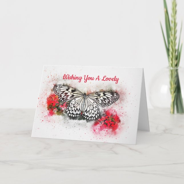 Tarjeta Festiva Día de San Valentín de mariposa (Anverso)