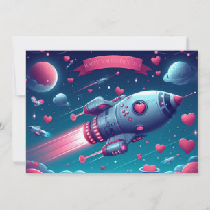 Tarjeta Festiva Día de San Valentín de nave espacial genial/futuri