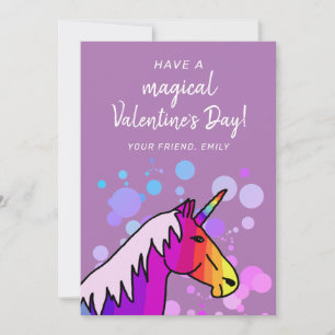 Tarjeta Festiva Día de San Valentín de niños de clase de Unicornio