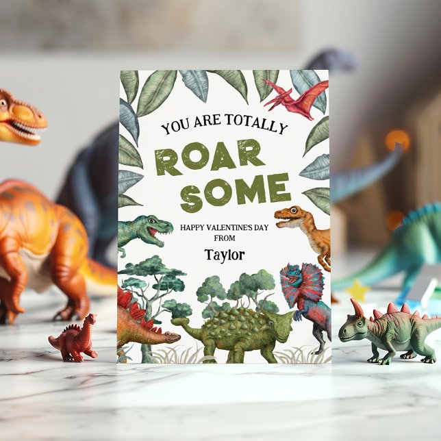 Tarjeta Festiva Día de San Valentín de niños de Dinosaurios en aul (Subido por el creador)
