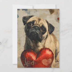 Tarjeta Festiva Día de San Valentín de pug