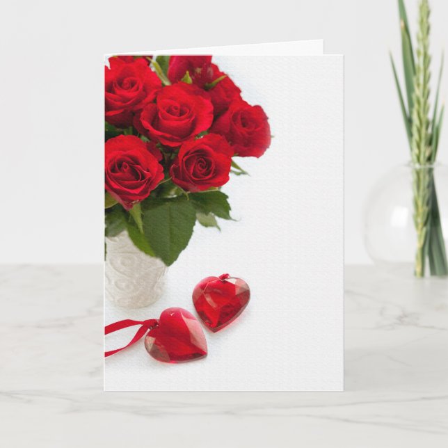 Tarjeta Festiva Día de San Valentín de rosas rojas (Anverso)