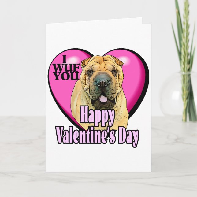 Tarjeta Festiva Día de San Valentín de Shar-pei del chino (Anverso)