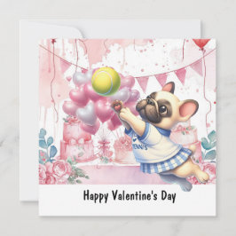 Tarjeta Festiva Día de San Valentín de tenis con corazones de amor