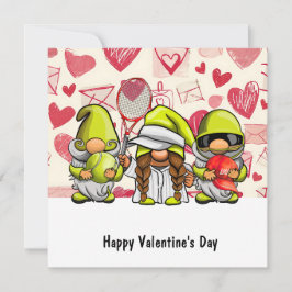 Tarjeta Festiva Día de San Valentín de tenis con corazones Fiesta 