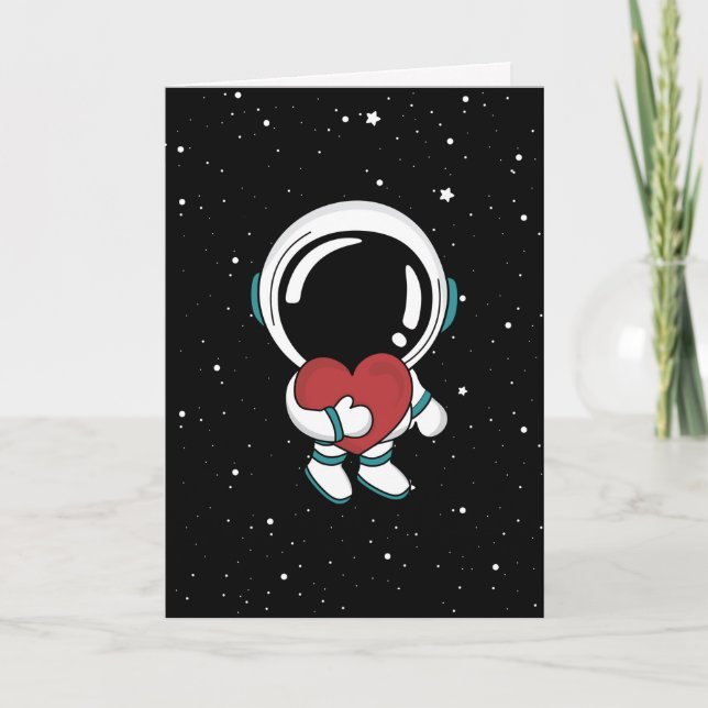 Tarjeta Festiva Día de San Valentín del astronauta del amor (Anverso)