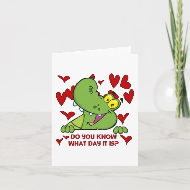 Tarjeta Festiva Día de San Valentín del cocodrilo (Anverso)