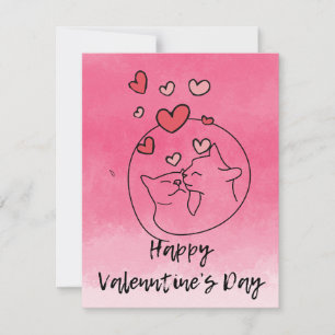 Tarjeta Festiva Día de San Valentín del Gato Dulce