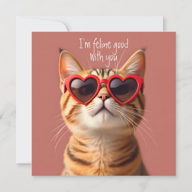 Tarjeta Festiva Día de San Valentín del Gato Sassy (Anverso)