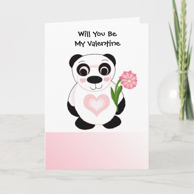 Tarjeta Festiva Día de San Valentín del oso de panda (Anverso)