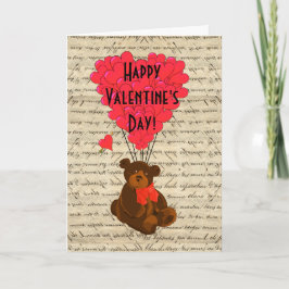 Tarjeta Festiva Día de San Valentín del oso de peluche
