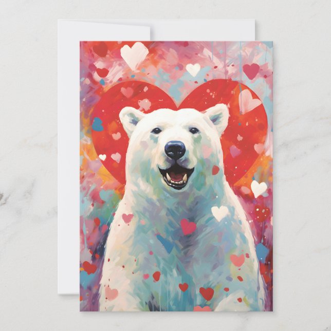 Tarjeta Festiva Día de San Valentín del Oso Polar (Anverso)