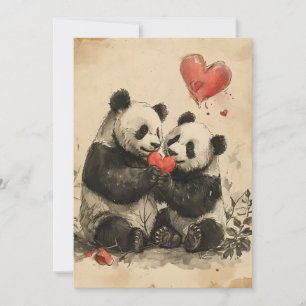 Tarjeta Festiva Día de San Valentín del Panda