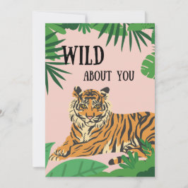 Tarjeta Festiva Día de San Valentín del tigre de la jungla Salvaje