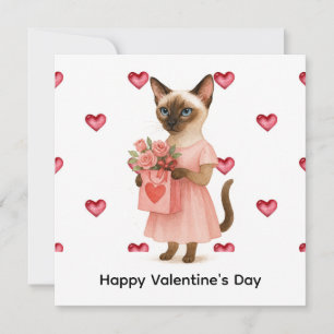 Tarjeta Festiva Día de San Valentín desde Mamá Gata sosteniendo co