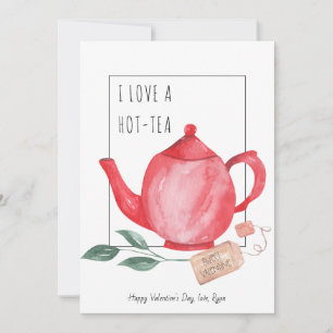 Tarjeta Festiva Día de San Valentín divertido amo un té caliente -