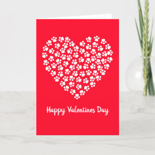 Tarjeta Festiva Día de San Valentín Divertido Huellas de Patas de 