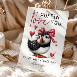 Tarjeta Festiva Día de San Valentín divertido te amo frailecillo