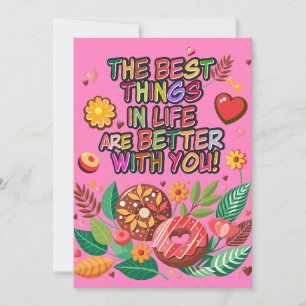 Tarjeta Festiva Día de San Valentín en el salón de clases Donas y 