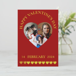 Tarjeta Festiva Día de San Valentín Feliz con tres fotos de marca 