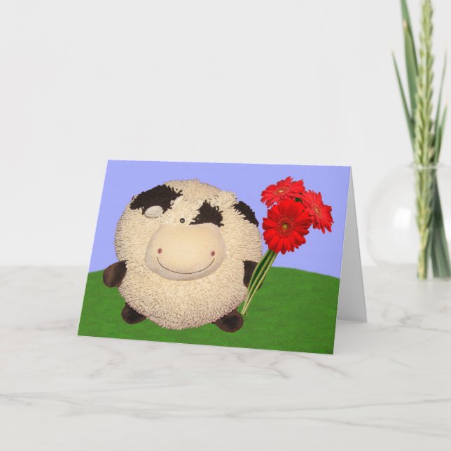 Tarjeta Festiva Día de San Valentín feliz de la vaca (Anverso)