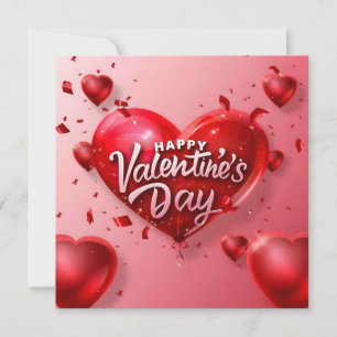 Tarjeta Festiva Día de San Valentín Feliz Rojo Texto Moderno