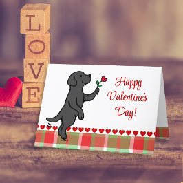 Tarjeta Festiva Día de San Valentín Flor Corazón Pequeño Labrador 