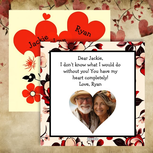 Tarjeta Festiva Día de San Valentín Floral Rojo Personalizado Vint (Subido por el creador)