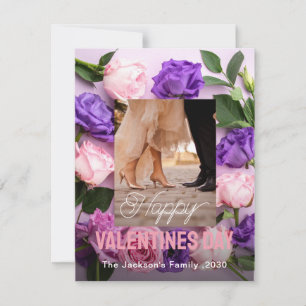 Tarjeta Festiva Día de San Valentín floral rosa y rojo femenino Fo