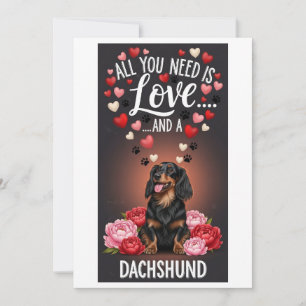 Tarjeta Festiva Día de San Valentín Foto adorable de dachshund Acu