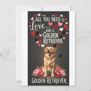 Tarjeta Festiva Día de San Valentín Foto de adorable golden retrie