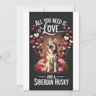Tarjeta Festiva Día de San Valentín Foto de adorable husky siberia