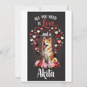 Tarjeta Festiva Día de San Valentín Foto de akita perro lindo acar