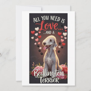 Tarjeta Festiva Día de San Valentín Foto de Bedlington Terrier lin