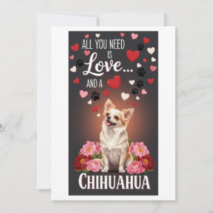 Tarjeta Festiva Día de San Valentín Foto de Chihuahua lindo acaric