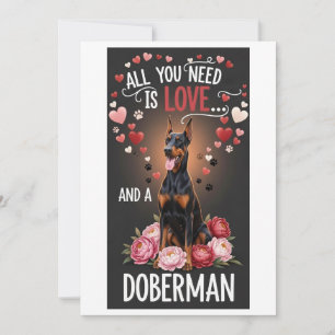 Tarjeta Festiva Día de San Valentín Foto de doberman pinscher lind