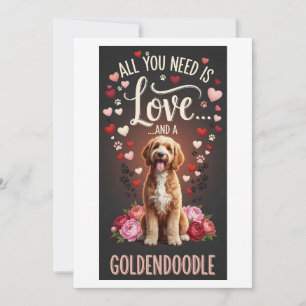 Tarjeta Festiva Día de San Valentín Foto de goldendoodle lindo par