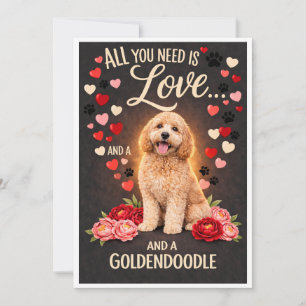 Tarjeta Festiva Día de San Valentín Foto de Goldendoodle lindo par
