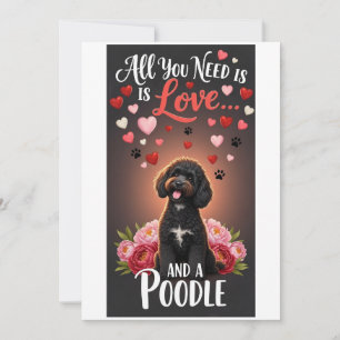 Tarjeta Festiva Día de San Valentín Foto de lindo caniche acurruca