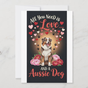 Tarjeta Festiva Día de San Valentín Foto de perro aussie lindo aca