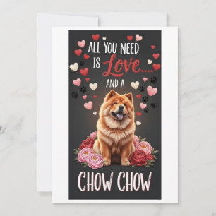Tarjeta Festiva Día de San Valentín Foto de perro chow chow lindo