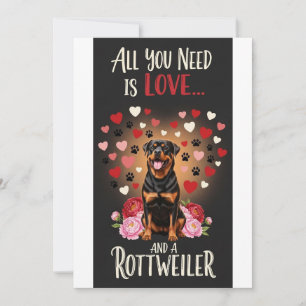 Tarjeta Festiva Día de San Valentín Foto de perro rottweiler lindo