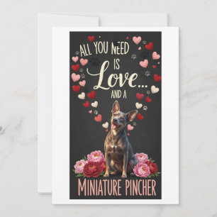 Tarjeta Festiva Día de San Valentín Foto de pincher miniatura lind