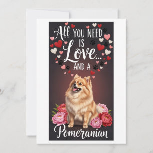 Tarjeta Festiva Día de San Valentín Foto de pomerania linda para a