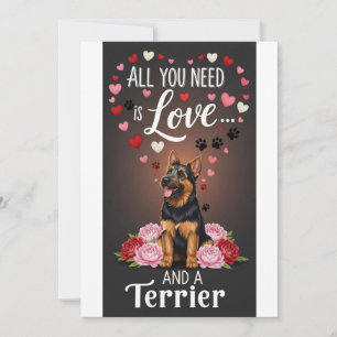 Tarjeta Festiva Día de San Valentín Foto de terrier lindo acurruca