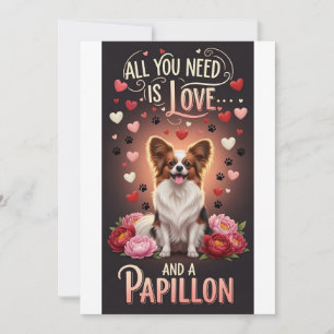 Tarjeta Festiva Día de San Valentín Foto linda de papillon Acurruc
