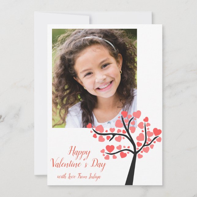 Tarjeta Festiva Día de San Valentín fotográfico en aula (Anverso)